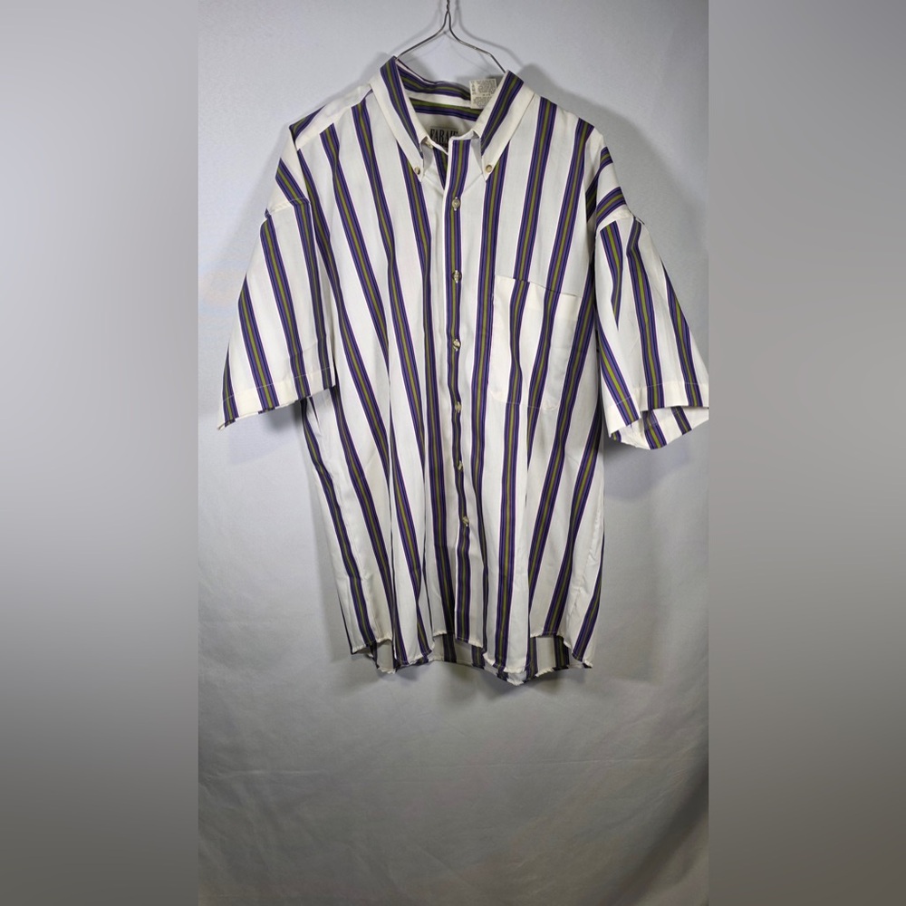 Farah Classics Vintage Short Sleeve Striped Button Up Shirt Size Large